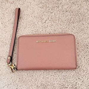 Michael Kors Blush Wristlet with Gold Accents